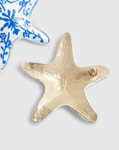 Blue painted starfish stud earrings
