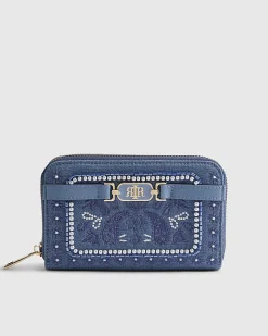 Blue Paisley Print Embroidered Purse