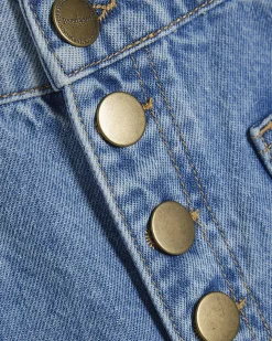 Blue Pocket Front Button Up Denim Shorts