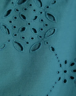 Blue Poplin Broderie Trousers