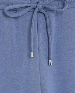 Blue Premium Drawstring Wide Leg Joggers