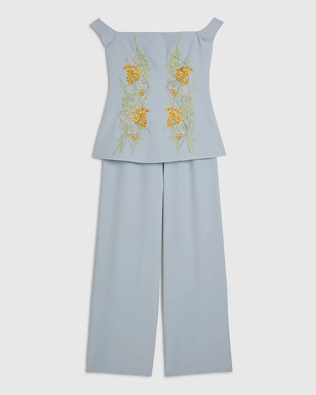Blue Premium Floral Embroidered Jumpsuit