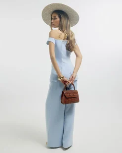 Blue Premium Floral Embroidered Jumpsuit