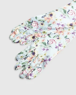 Blue Premium Long Floral Gloves