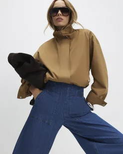 Blue Pull On Elasticated Cuffed Denim Joggers