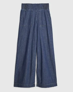 Blue Pull On Wide Leg Jeans