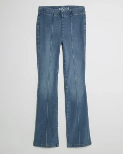 Blue Pull-On Elasticated Sculpt Flared Jeans