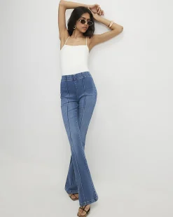 Blue Pull-On Elasticated Sculpt Flared Jeans