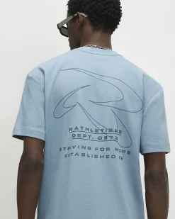 Blue Regular Fit Cotton Athletisme T-Shirt