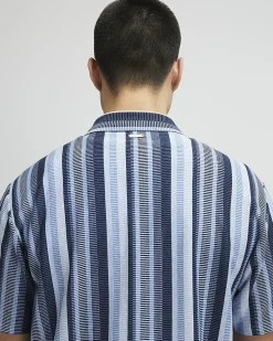 Blue Regular Fit Geometric Print Shirt