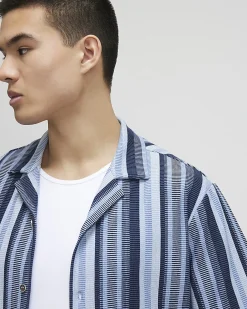 Blue Regular Fit Geometric Print Shirt