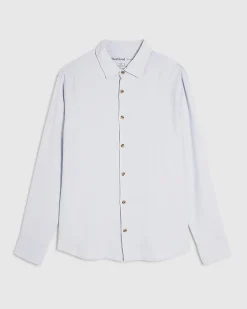 Blue Regular Fit Linen Blend Shirt