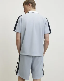 Blue Regular Fit Pique Panel Revere Shirt