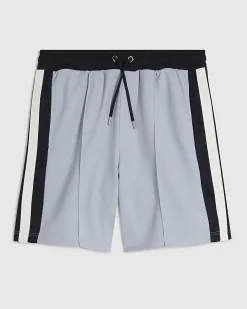 Blue Regular Fit Pique Taped Shorts