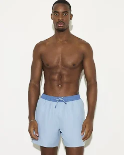 Blue Regular Length Colour Block Swim Shorts