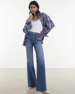 Blue Relaxed Flare Jeans