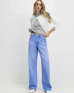 Blue Relaxed Straight Leg Jeans