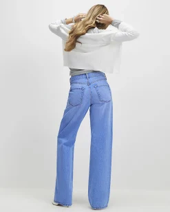 Blue Relaxed Straight Leg Jeans