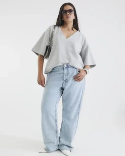 Blue Relaxed Straight Leg Jeans