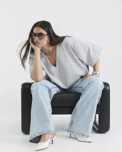 Blue Relaxed Straight Leg Jeans