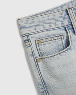 Blue Relaxed Straight Turn Up Hem Jeans
