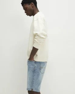 Blue Ripped Slim Fit Stretch Denim Shorts