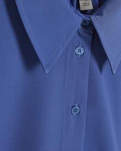 Blue Satin Short Sleeve Shirt