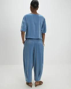 Blue Shimmer Balloon Leg Trousers