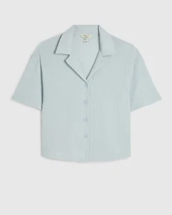 Blue Short Sleeve Textured Shirt