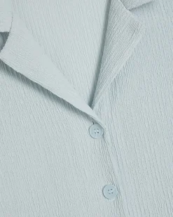 Blue Short Sleeve Textured Shirt