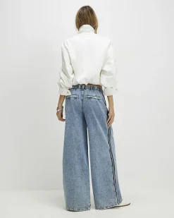 Blue Side Stripe Sporty Jogger Jeans