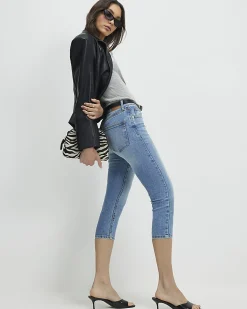 Blue Skinny Capri Jeans