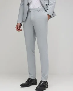 Blue Skinny Fit Micro Check Suit Trousers