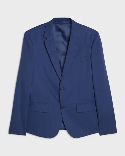 Blue Skinny Fit Stretch Textured Suit Jacket