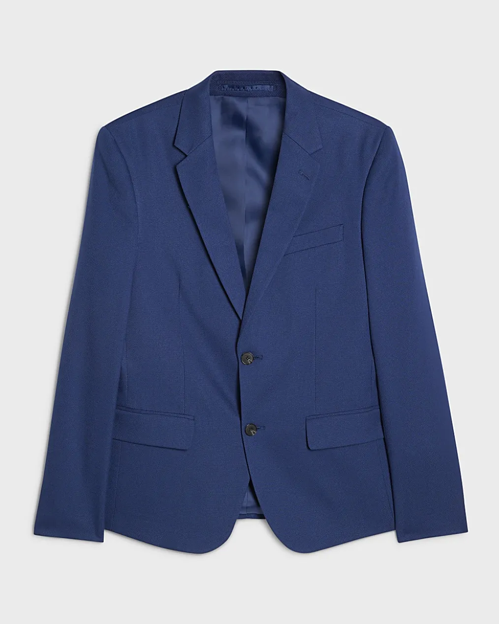 Blue Skinny Fit Stretch Textured Suit Jacket