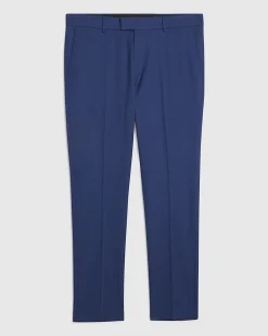 Blue Skinny Fit Textured Suit Trousers