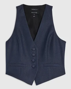 Blue Sleeveless Cropped Denim Waistcoat