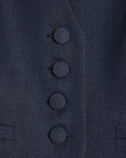 Blue Sleeveless Cropped Denim Waistcoat