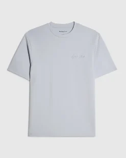 Blue Slim Fit Bonded Embroidered T-Shirt