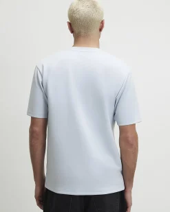 Blue Slim Fit Bonded Embroidered T-Shirt