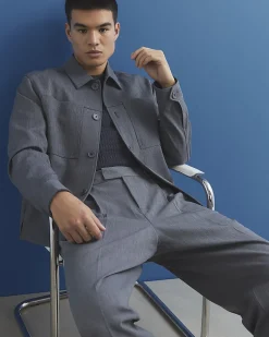 Blue Slim Fit Button Up Jacket