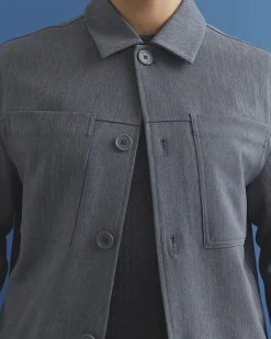 Blue Slim Fit Button Up Jacket