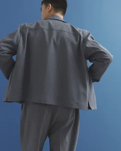 Blue Slim Fit Button Up Jacket