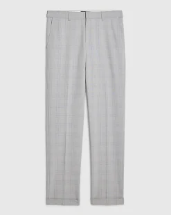 Blue Slim Fit Check Print Suit Trousers