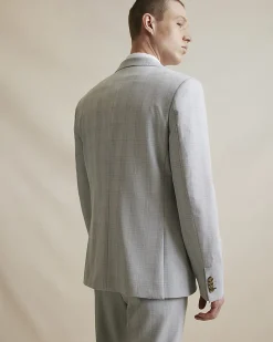 Blue Slim Fit Check Suit Jacket