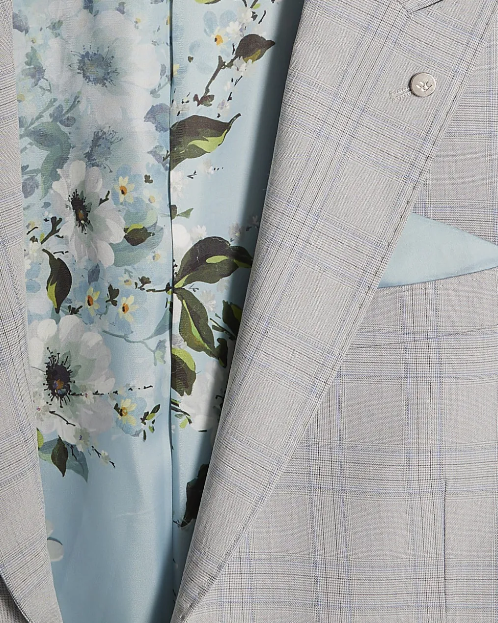 Blue Slim Fit Check Suit Jacket