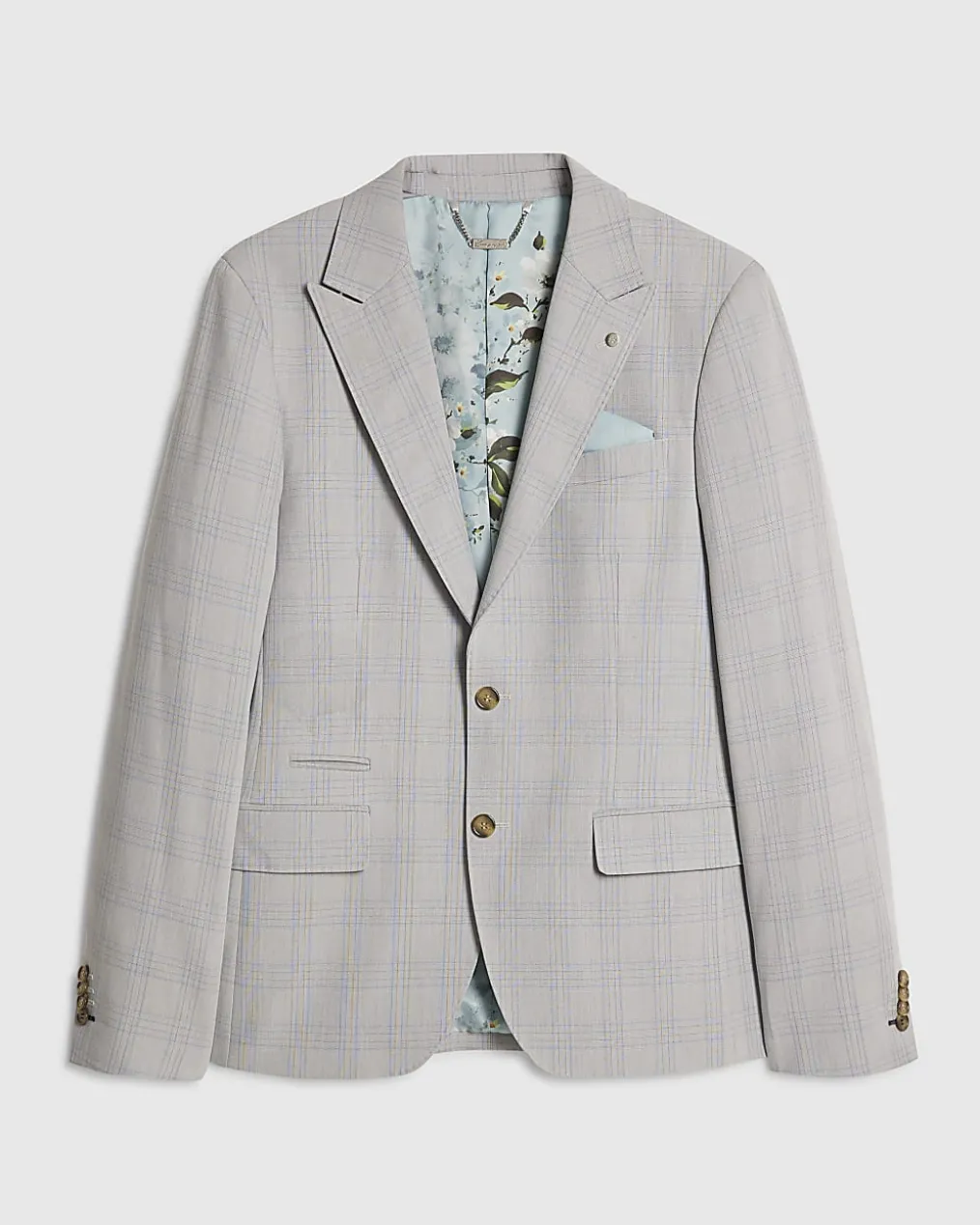 Blue Slim Fit Check Suit Jacket