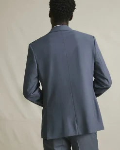Blue Slim Fit Double Breasted Suit Jacket