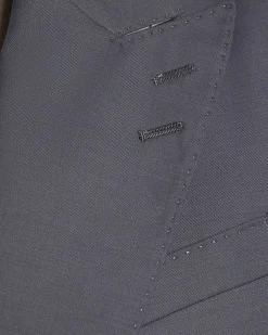 Blue Slim Fit Double Breasted Suit Jacket