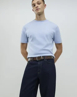 Blue Slim Fit Interlock Crew Neck T-Shirt